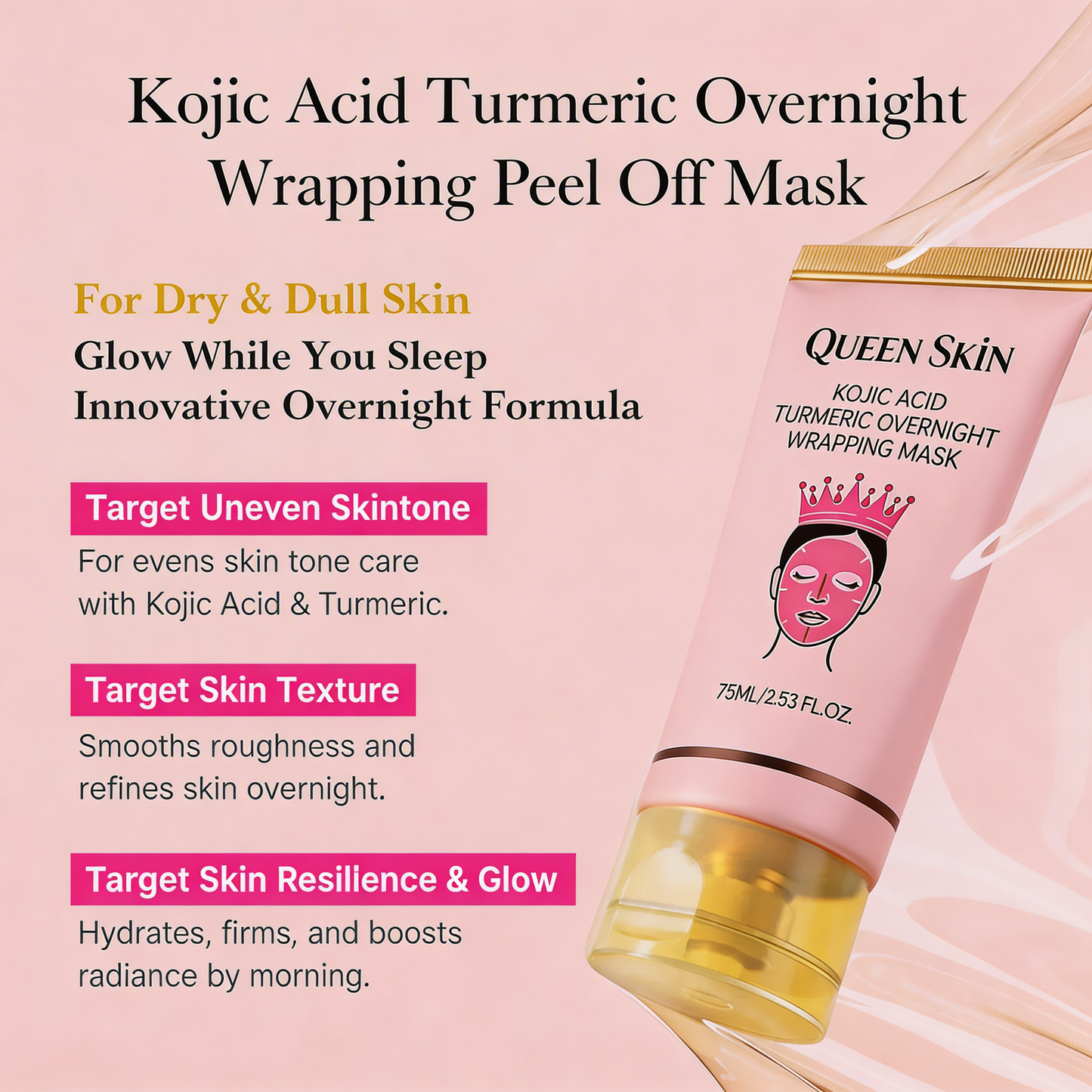 Wake Up To Radiant Skin With KOJIC ACID TURMERIC WRAPPING MASK - QUEEN SKIN